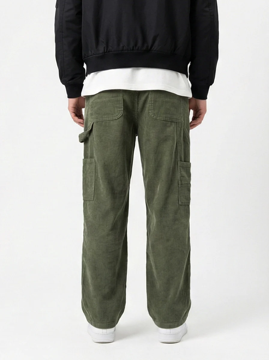 Olive Green Corduroy Carpenter Trousers - R215103 - Image 2