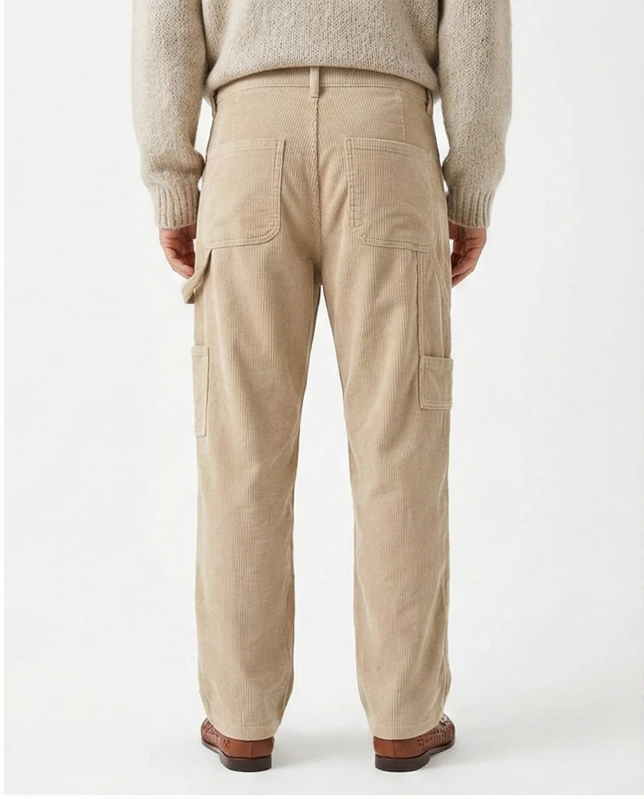Stone Corduroy Carpenter Straight Fit Trousers - R215099 - Image 2