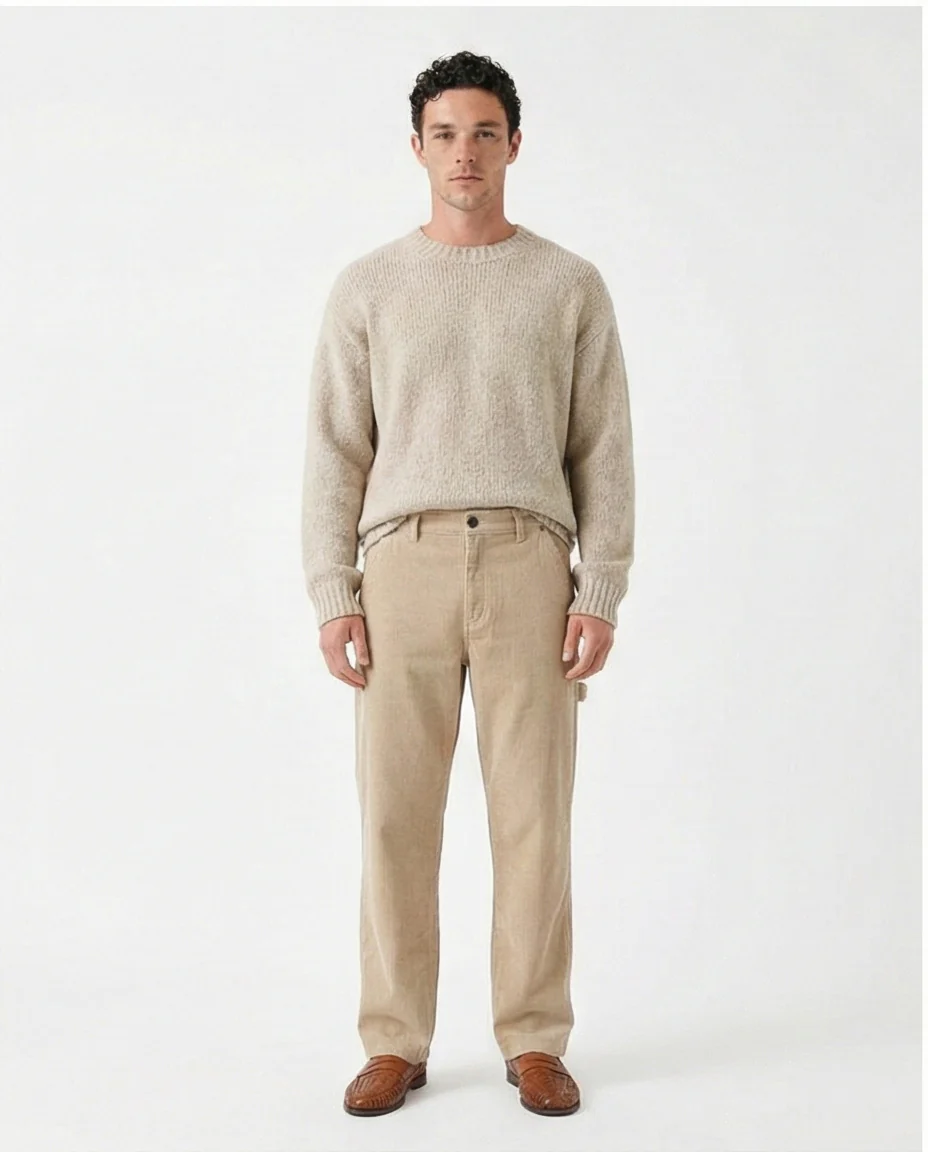 Stone Corduroy Carpenter Straight Fit Trousers - R215099 - Image 3