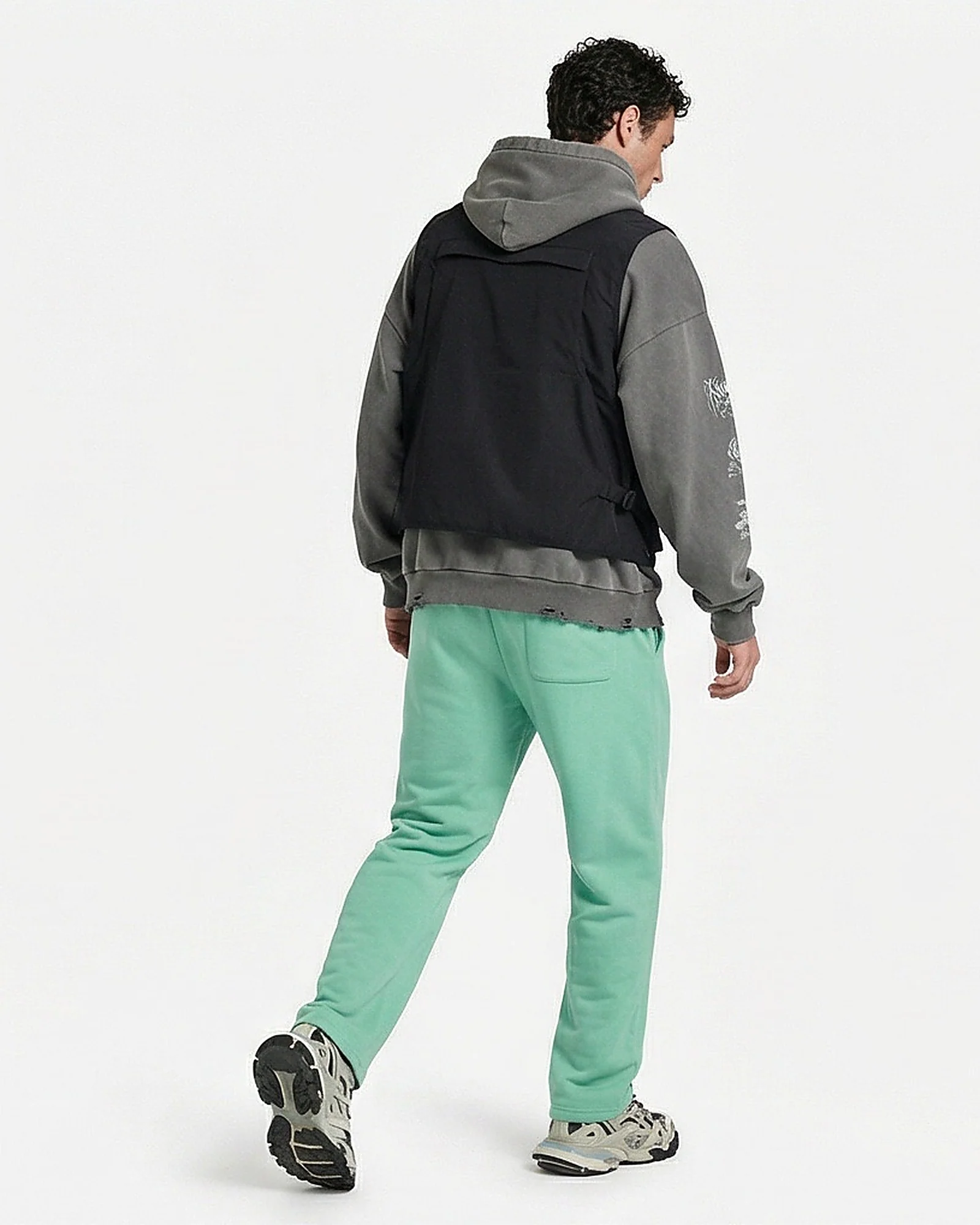 Mint Green Relaxed Fit Fleece Sweatpants - R217286 - Image 2