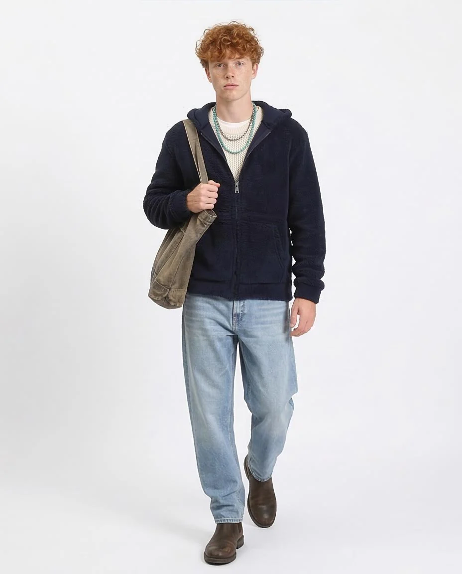 Ravin Men's Ultra-Soft Sherpa Full-Zip Hooded Jacket – Navy - R212108 - Image 3