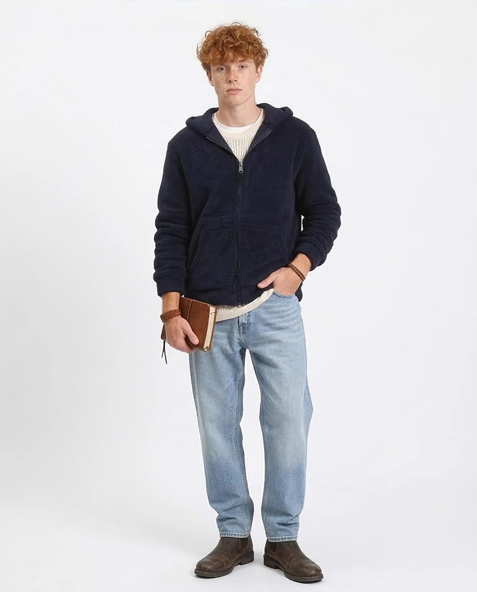 Ravin Men's Ultra-Soft Sherpa Full-Zip Hooded Jacket – Navy - R212108 - Image 5