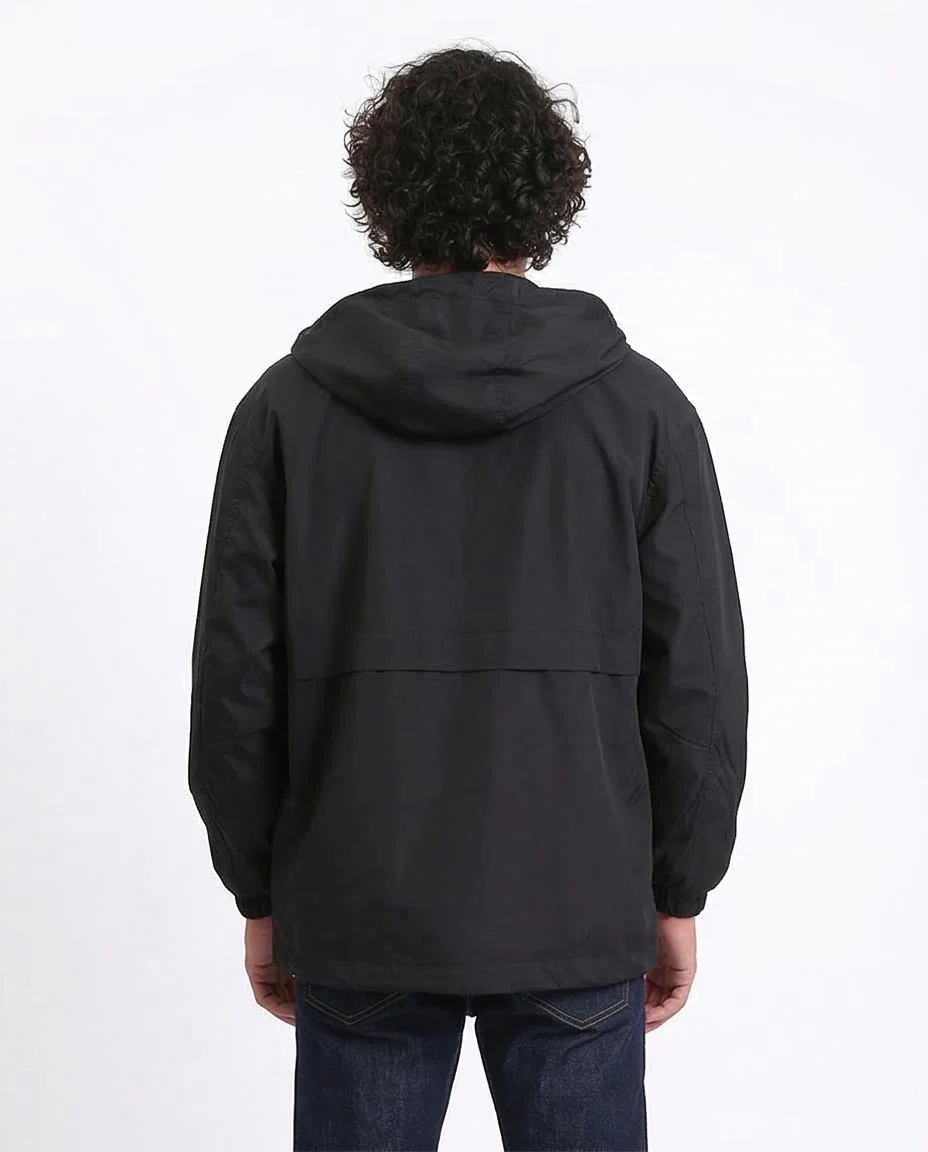 Men's Urban Sleek Black Hooded Jacket - O198510 - Image 2