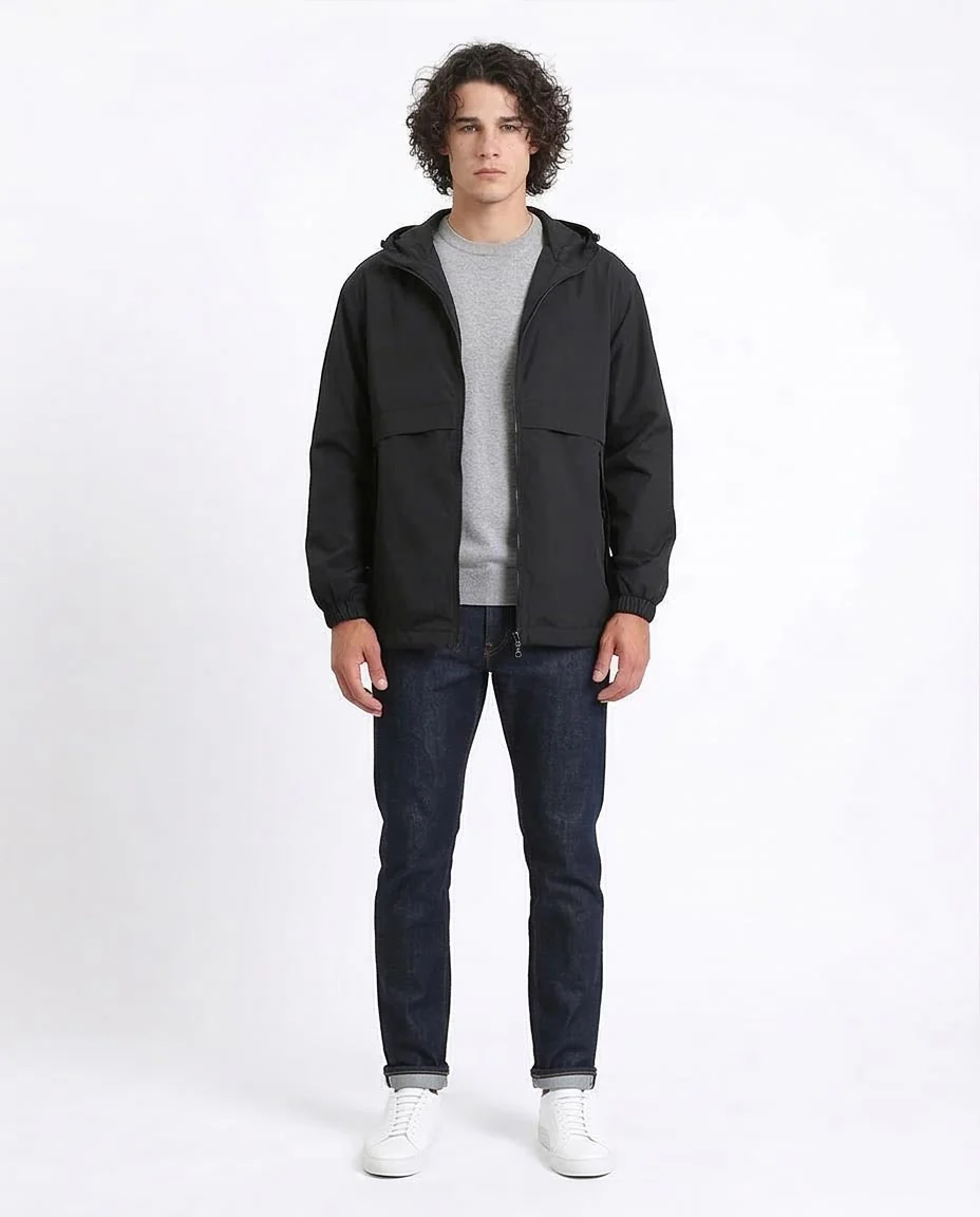 Men's Urban Sleek Black Hooded Jacket - O198510 - Image 3