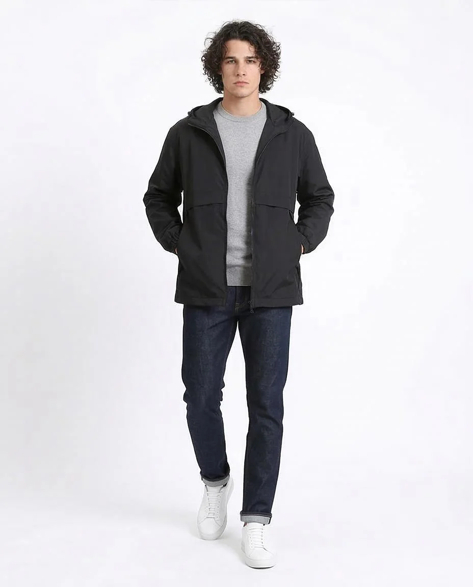 Men's Urban Sleek Black Hooded Jacket - O198510 - Image 5