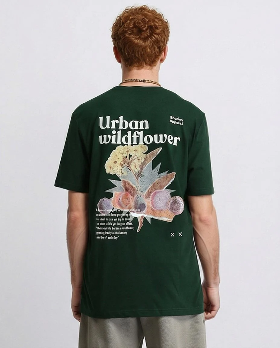 Ravin Men’s Urban Wildflower Graphic T-Shirt - Dark Green Streetwear Tee - O203096 - Image 2