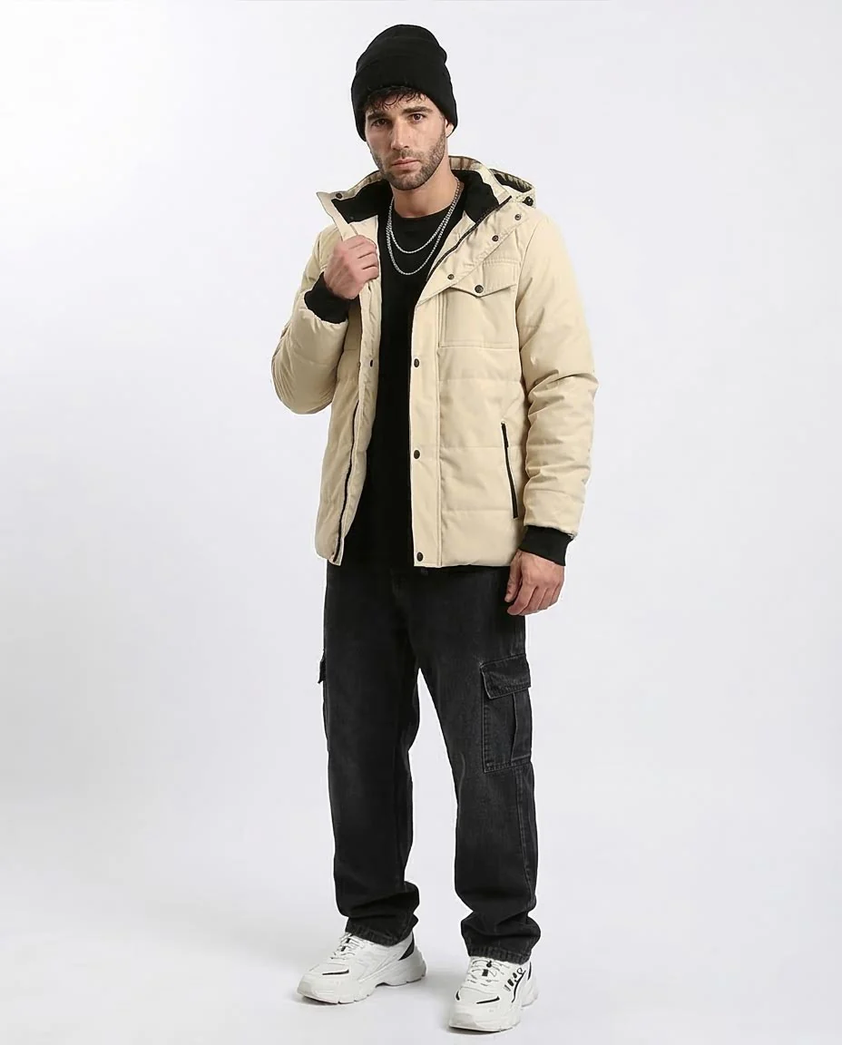 Ravin Men’s Utility Quilted Puffer Jacket - Beige - R211177 - Image 5