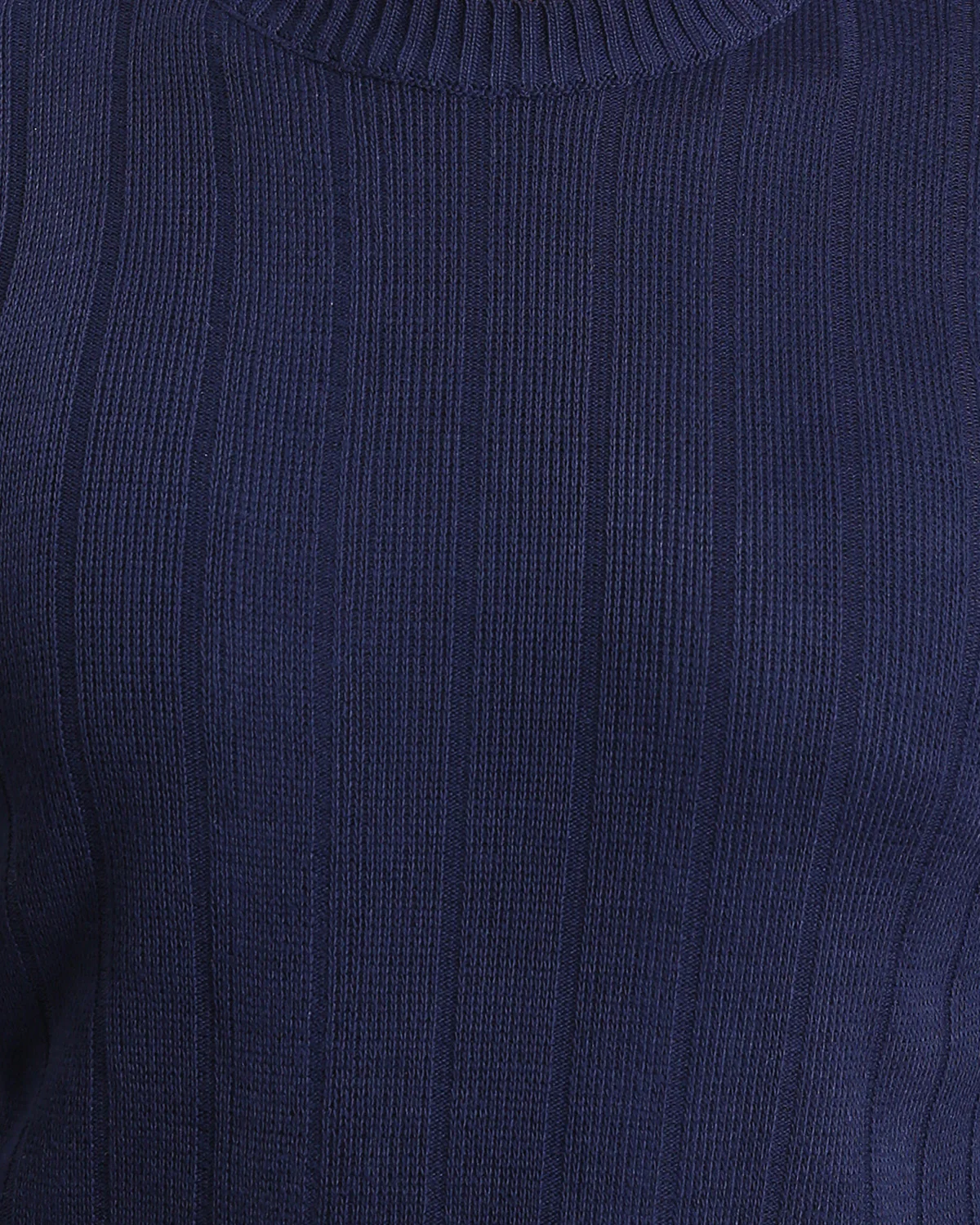 Ravin Men’s Vertical Ribbed Crew Neck Knit Sweater – Navy Blue - R212600 - Image 4