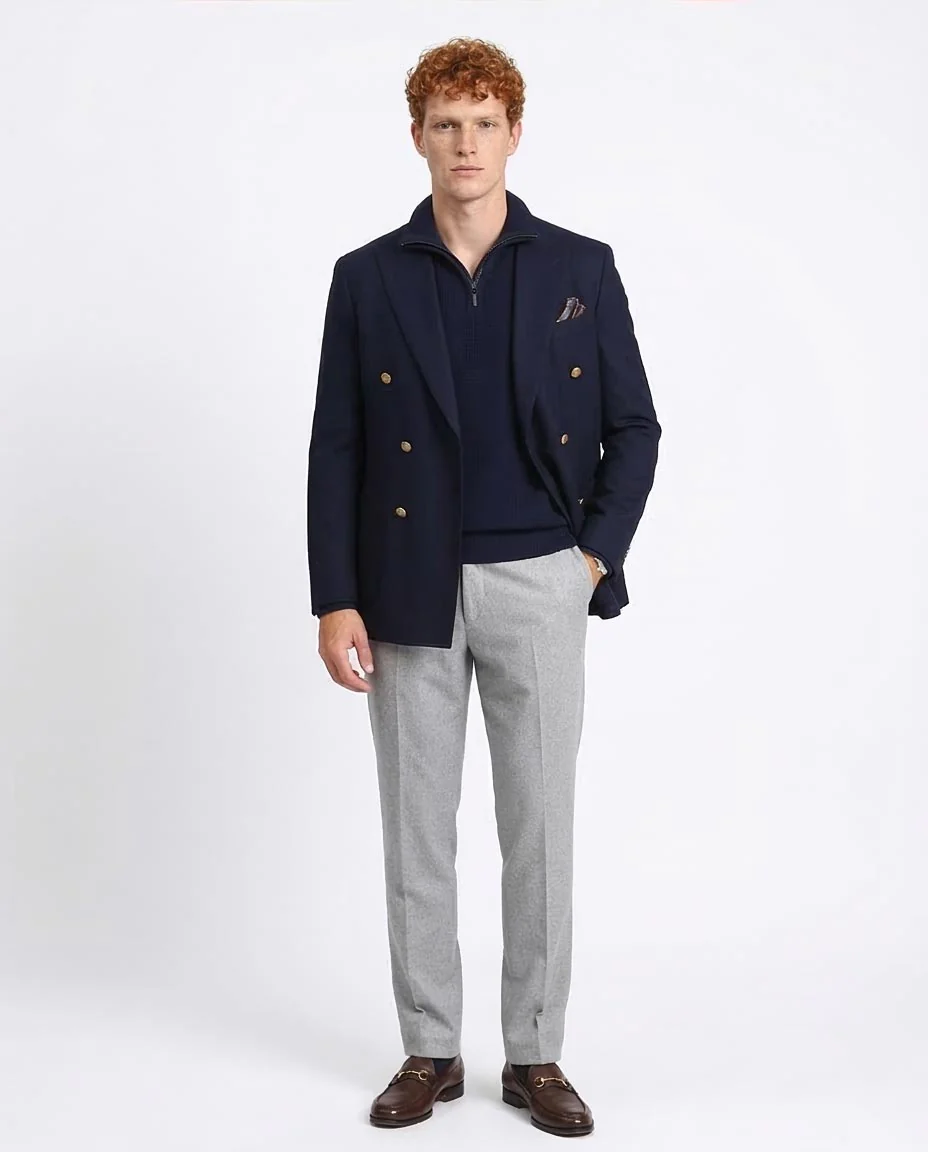Ravin Men’s Waffle-Knit Quarter-Zip Pullover – Navy - R211501 - Image 5