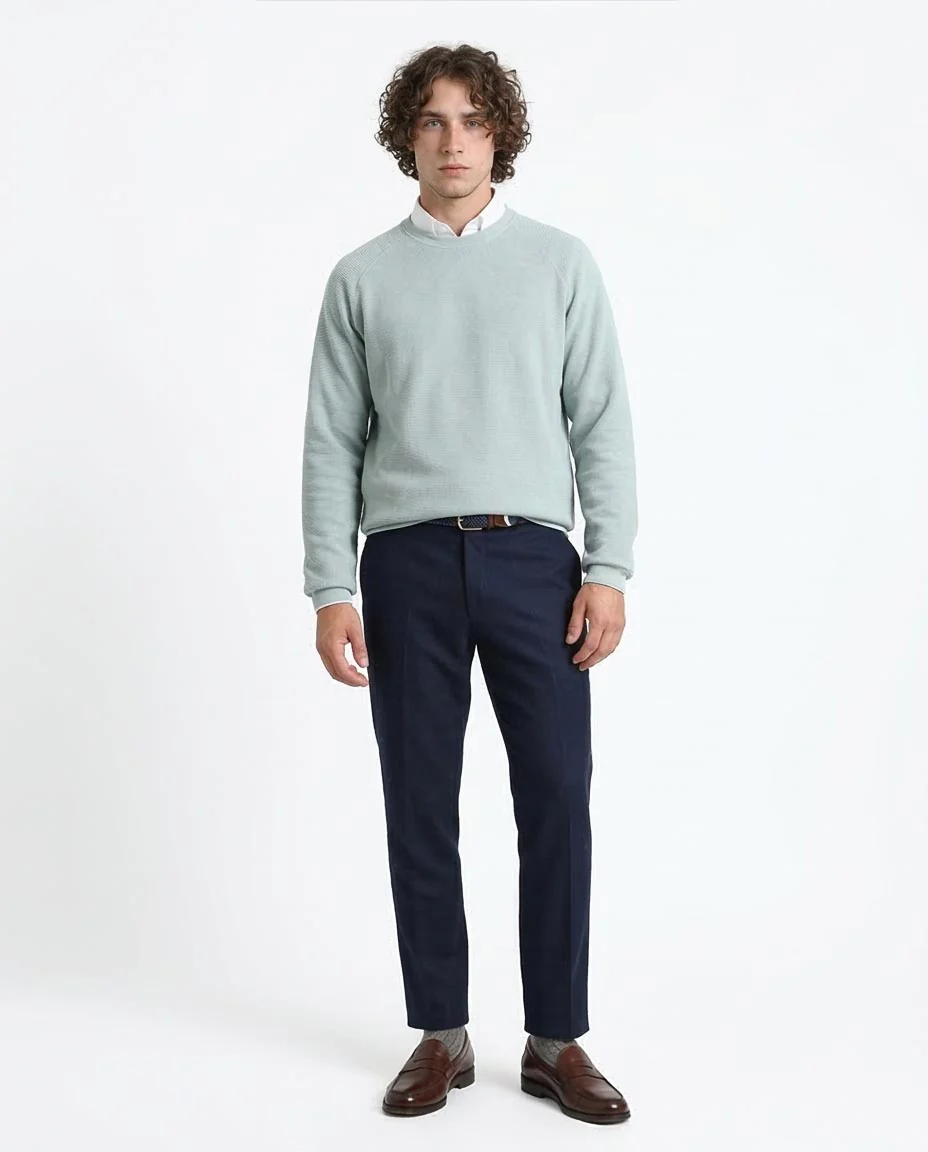 Ravin Men’s Waffle-Knit Raglan Crewneck Sweatshirt – Mint - R214877 - Image 3