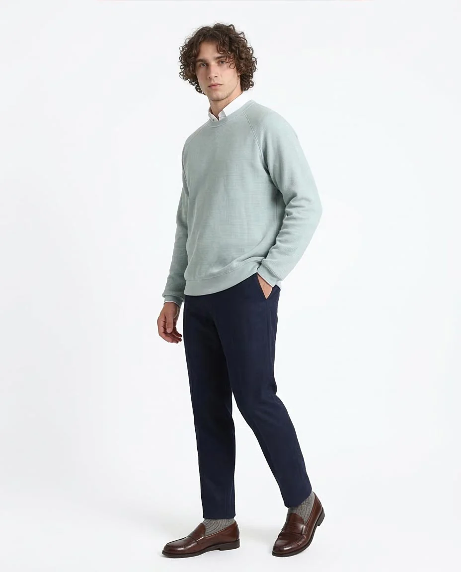 Ravin Men’s Waffle-Knit Raglan Crewneck Sweatshirt – Mint - R214877 - Image 5