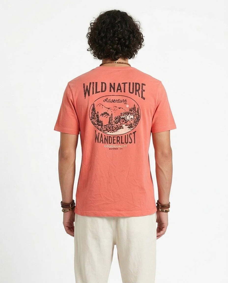 Ravin Men’s Wild Nature Wanderlust Graphic T-Shirt - Muted Coral - O203099 - Image 2
