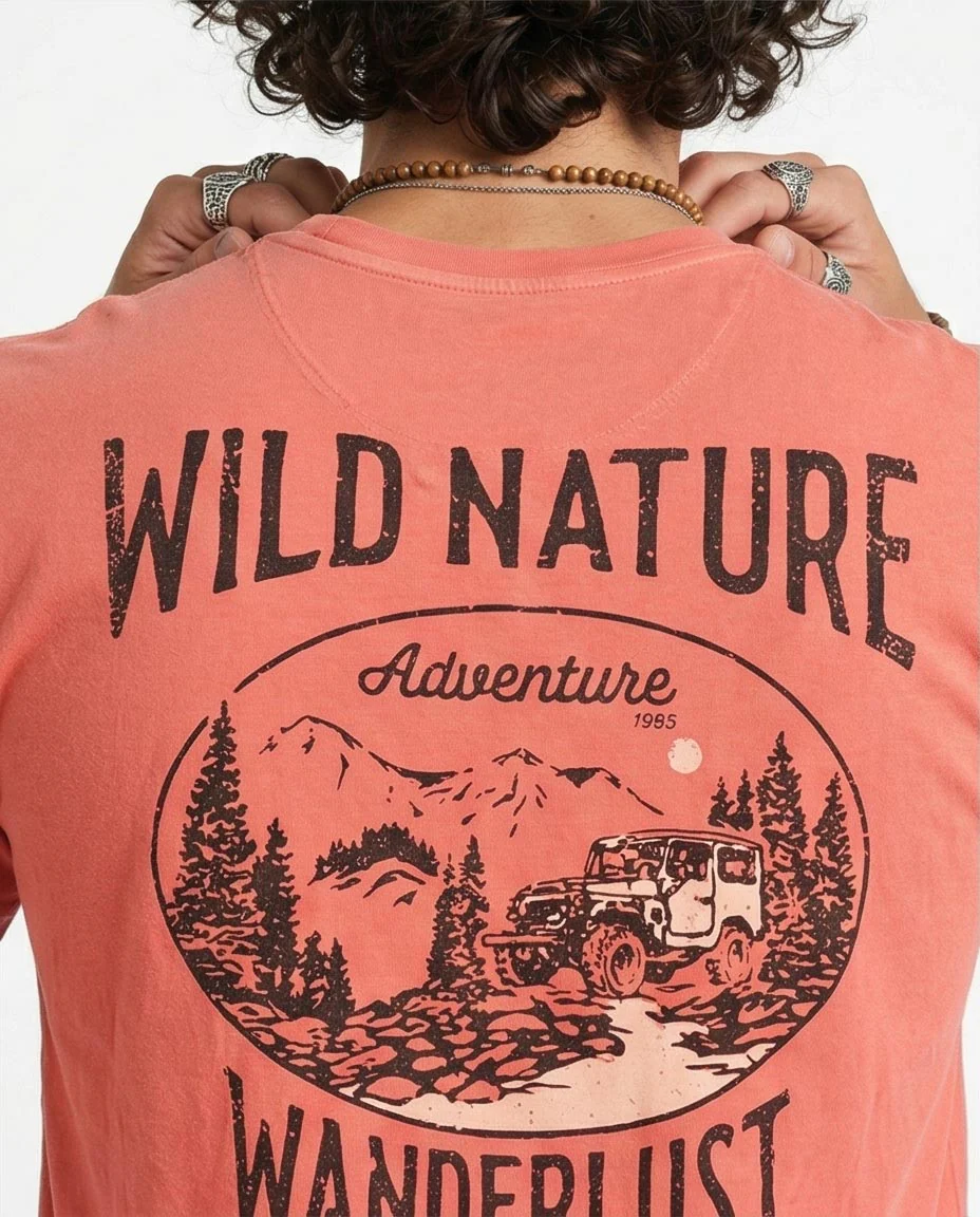 Ravin Men’s Wild Nature Wanderlust Graphic T-Shirt - Muted Coral - O203099 - Image 3