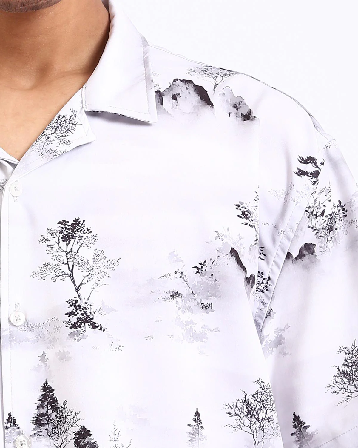 Ravin Men’s Zen Landscape Print Resort Shirt – Ink Wash Mountain Series - R208111 - Image 4