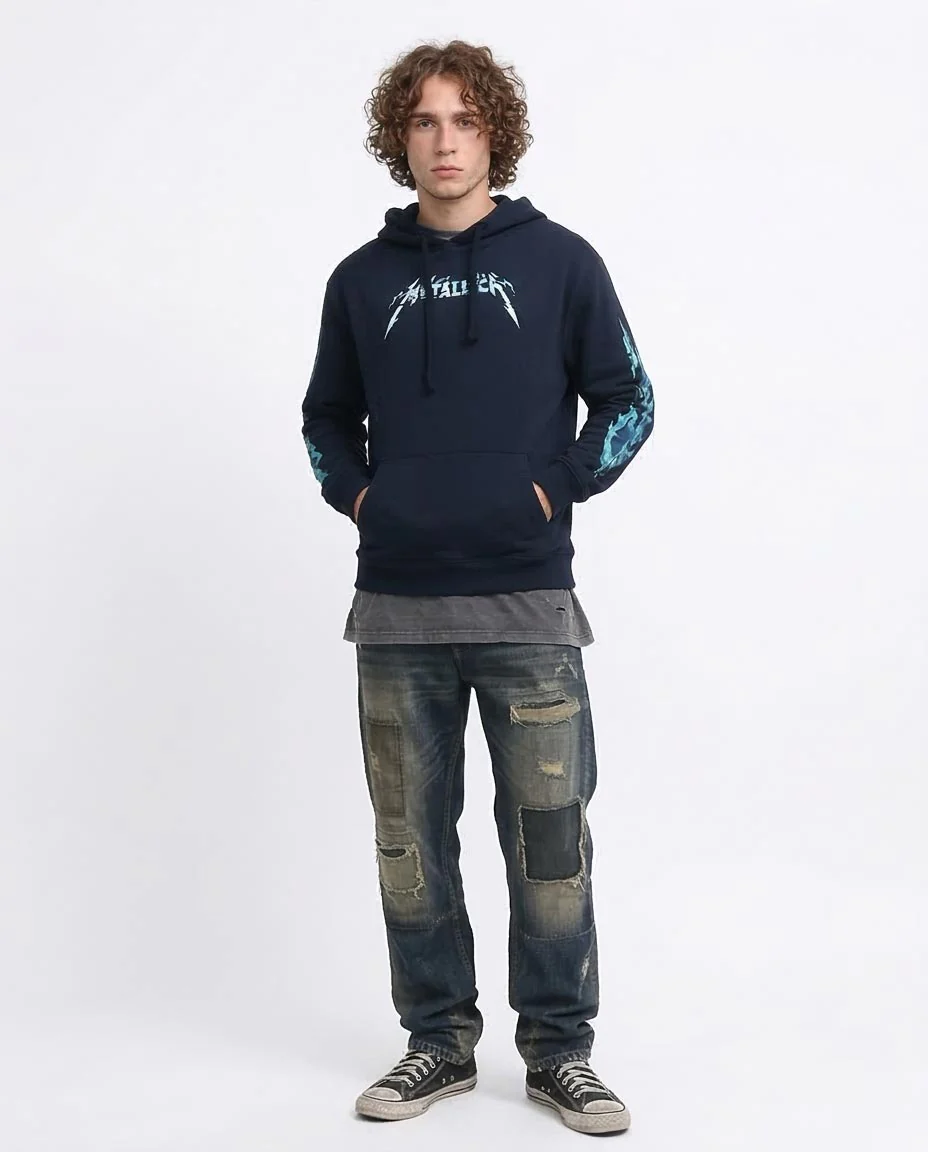 Metallica Navy Graphic Print Winter Hoodie - O199373 - Image 3