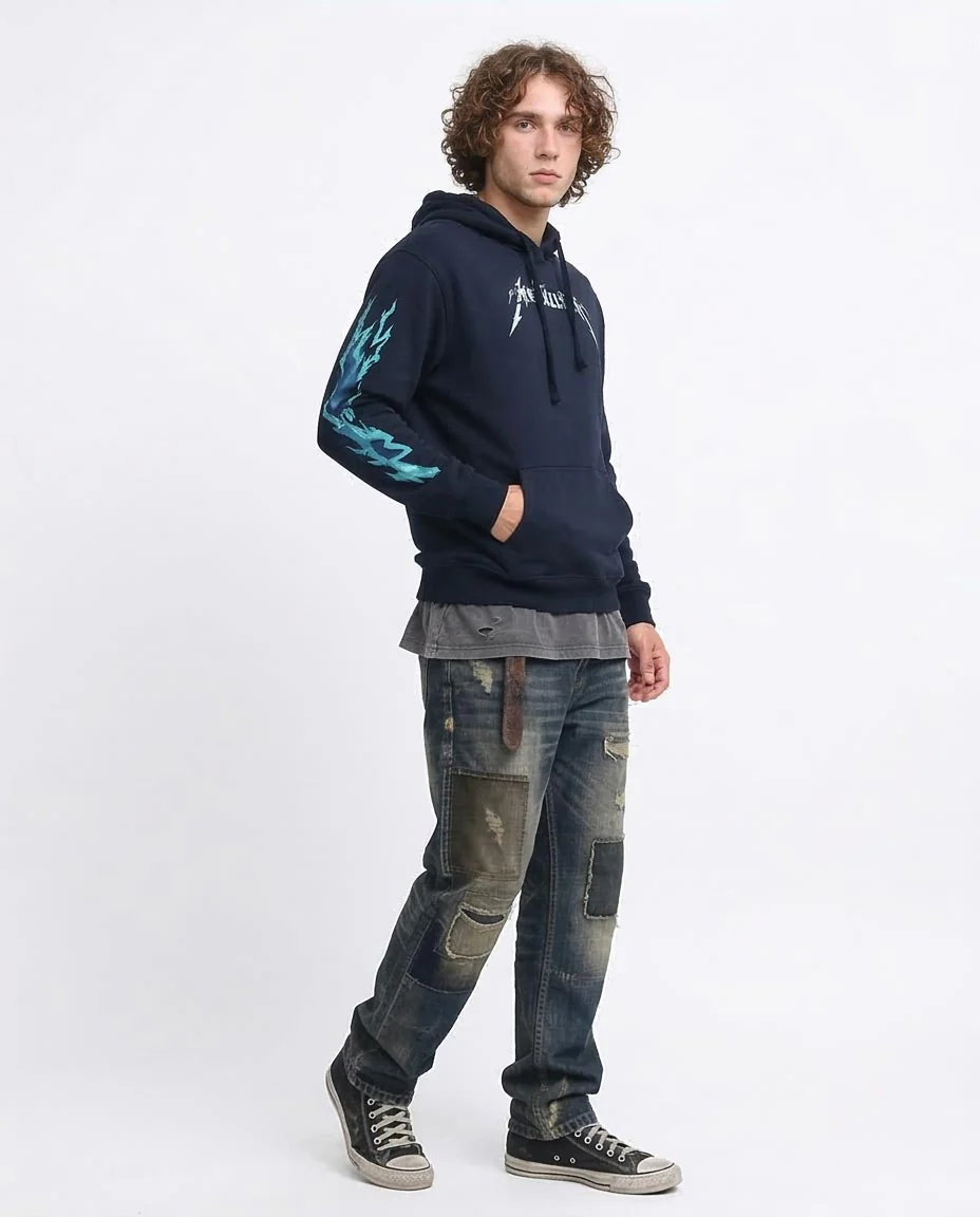 Metallica Navy Graphic Print Winter Hoodie - O199373 - Image 5