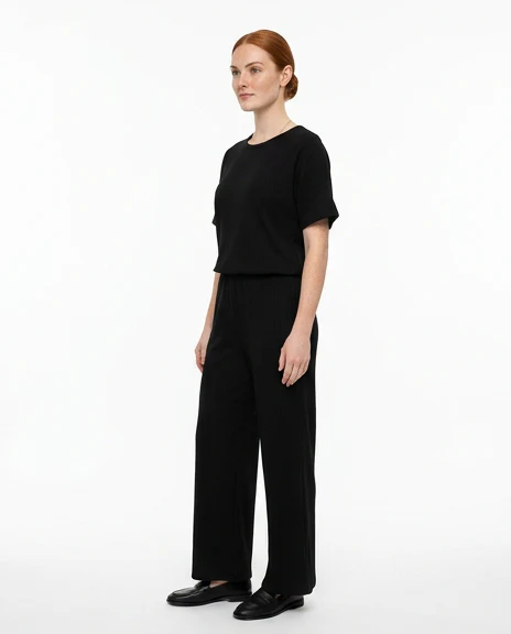 Midnight Black Textured Wide-Leg Jumpsuit - R217290 - Image 4