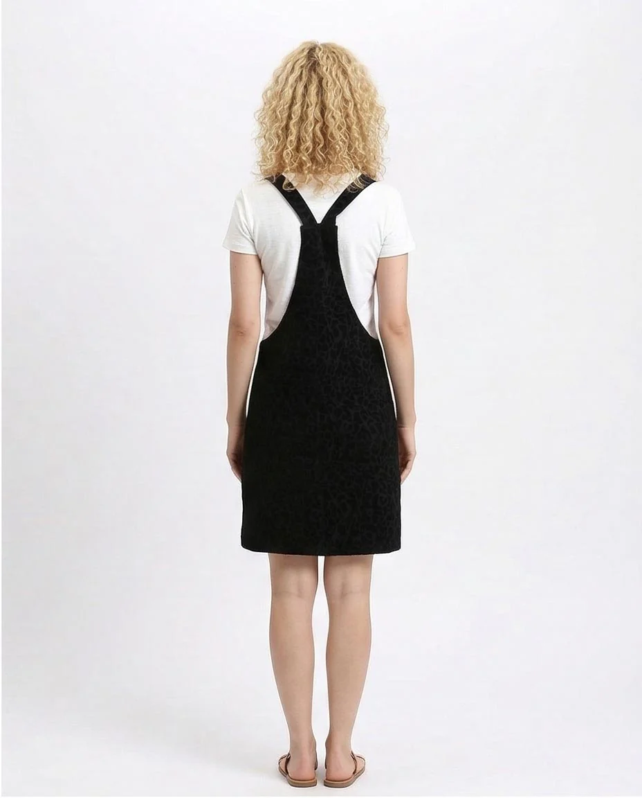 Midnight Leopard Textured Pinafore Mini Dress - O200911 - Image 2