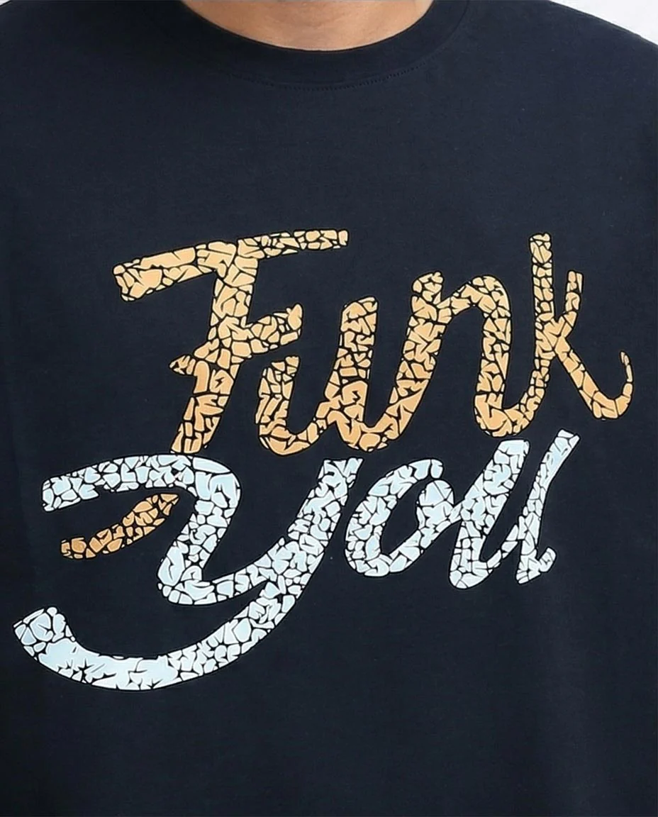 Midnight Navy 'Funk You' Oversized Graphic Tee - O198313 - Image 3