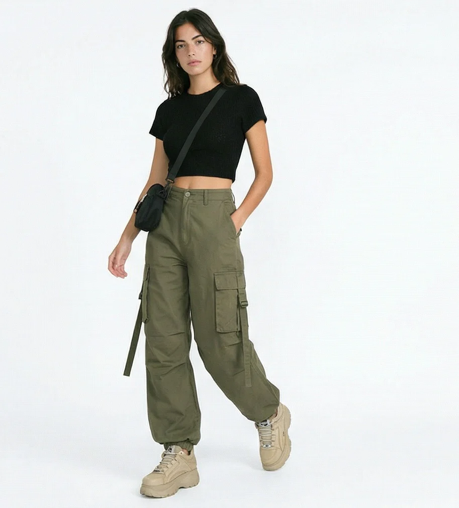 Midnight Ribbed Cropped Tee - R217994 - Image 3