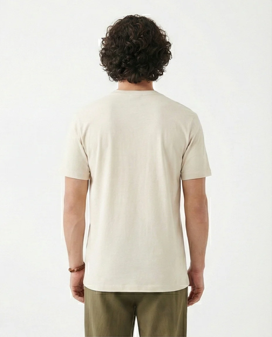 Minimalist Crew Neck Tee in Off-White - Image 2