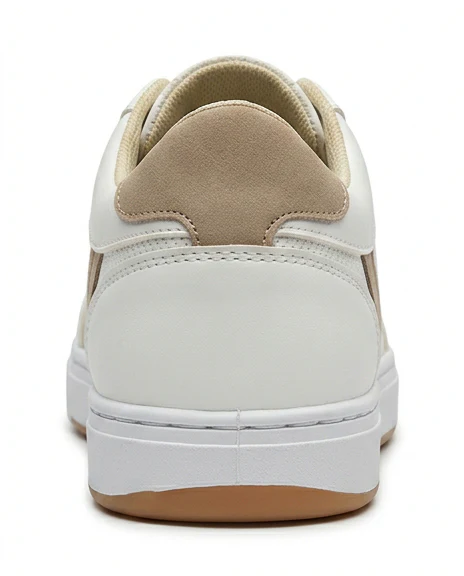 Minimalist White Perforated Sneakers with Tan Accents - R212701 - Image 3