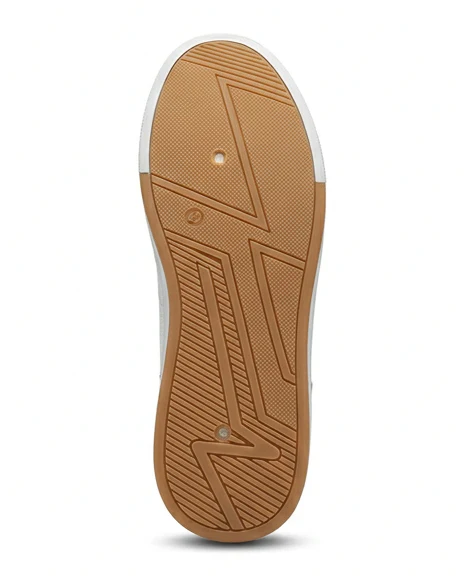 Minimalist White Perforated Sneakers with Tan Accents - R212701 - Image 4