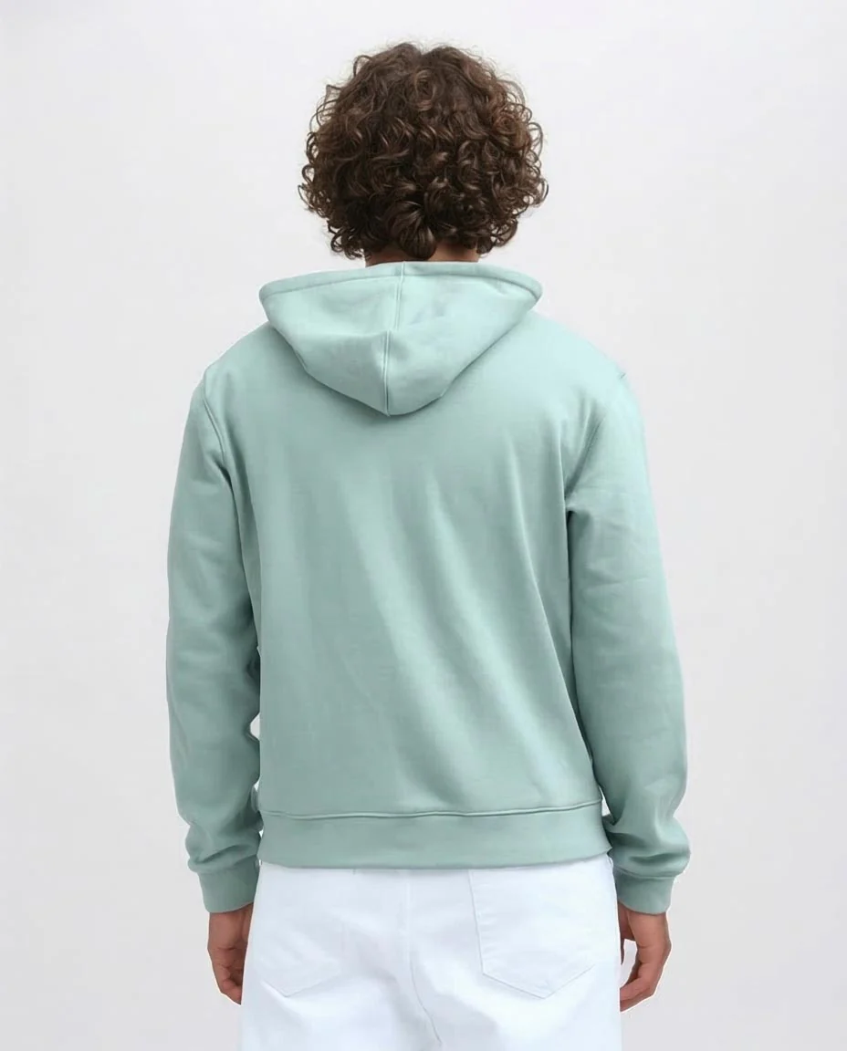 Mint Green Full Zip Minimalist Hoodie - 0198235 - Image 2