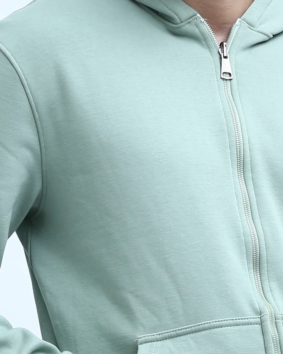 Mint Green Full Zip Minimalist Hoodie - 0198235 - Image 4