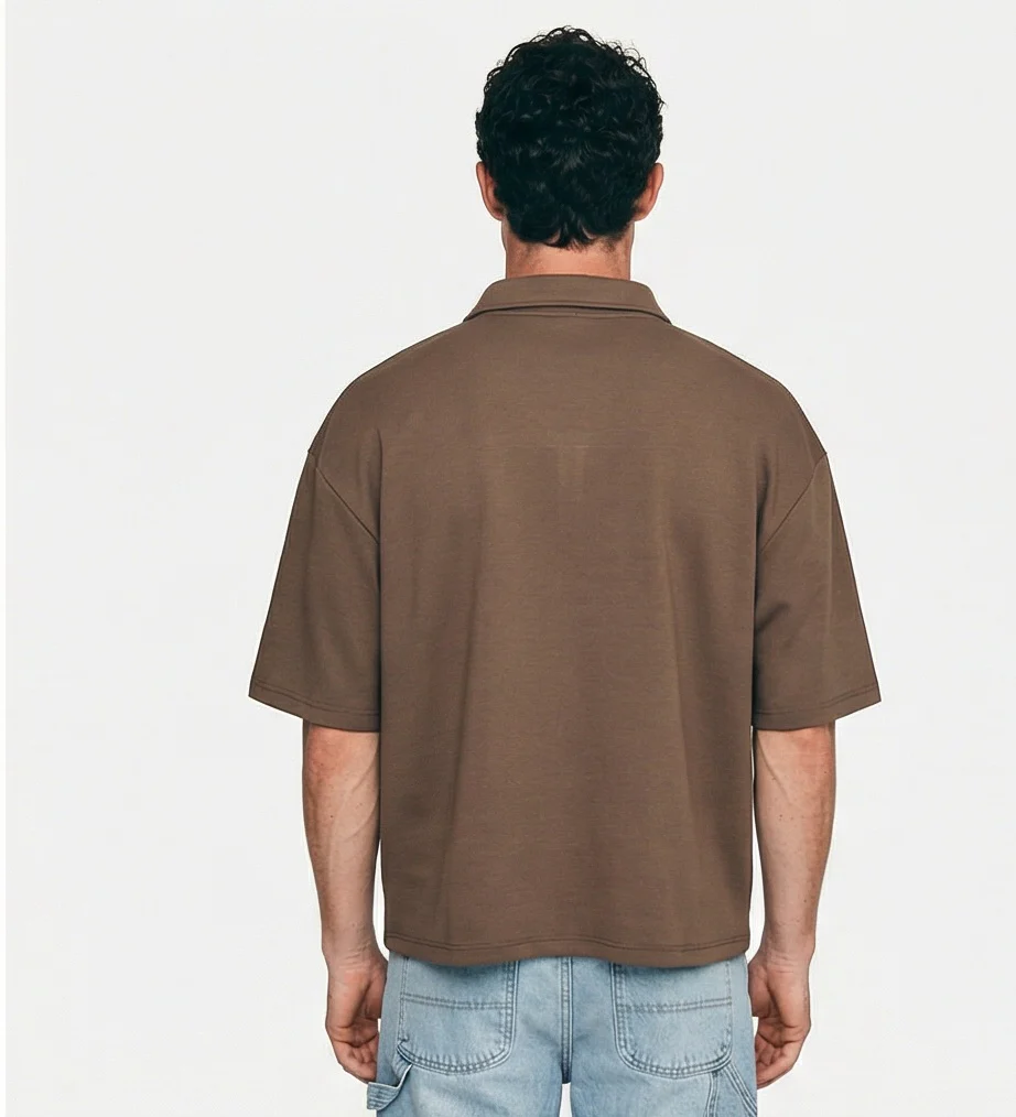 Mocha Brown Oversized Relaxed Fit Polo Shirt - R216852 - Image 2