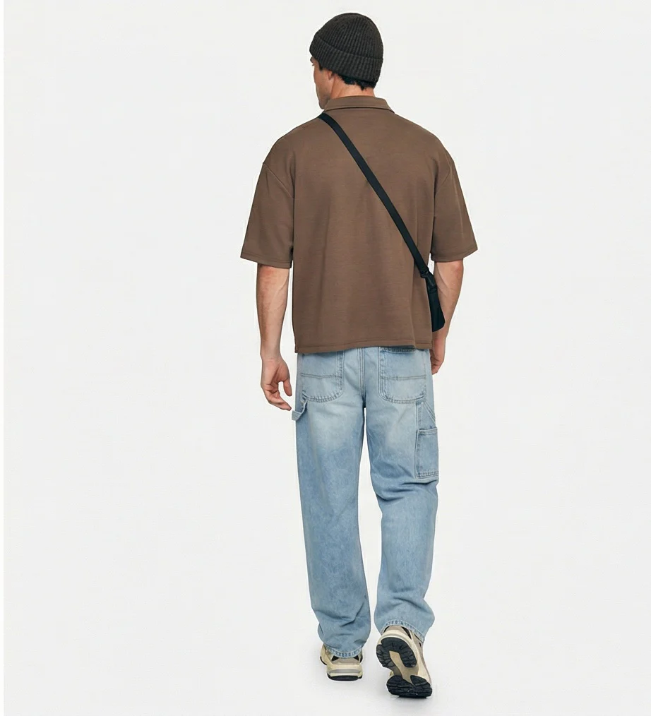 Mocha Brown Oversized Relaxed Fit Polo Shirt - R216852 - Image 4