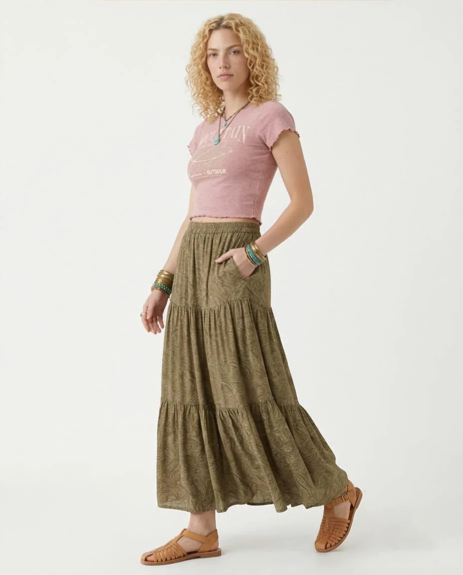 Ravin Mountain Explorer Lettuce-Edge Cropped Tee - Mauve - R207486 - - Image 5