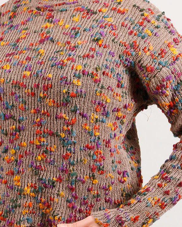 Multi-Color Confetti Knit Crew Neck Pullover - O199834 - Image 3