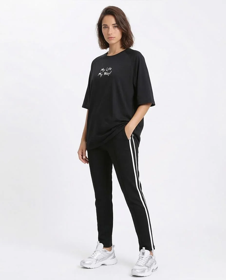 Ravin "My Life My Way" Oversized Raglan Graphic T-Shirt - Black - R210546 - Image 5