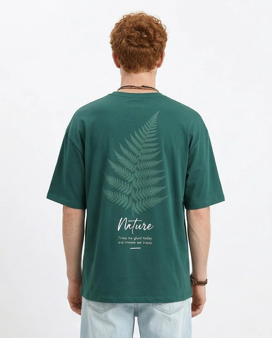 Ravin Nature-Inspired Oversized Graphic T-Shirt – Forest Green - R208555 - Image 2