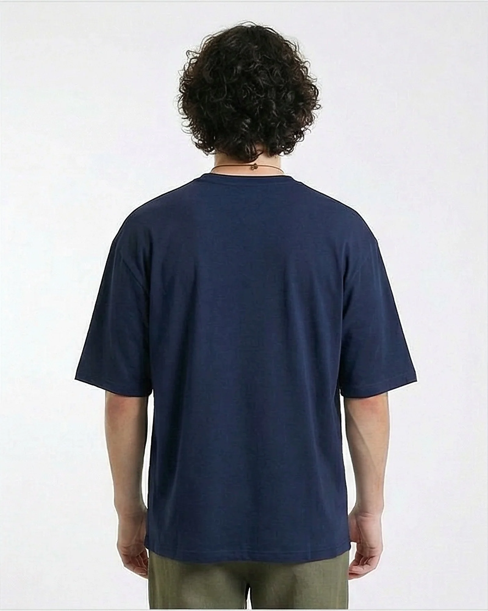 Navy Blue Oversized Relaxed Fit Tee - R216105 - Image 2