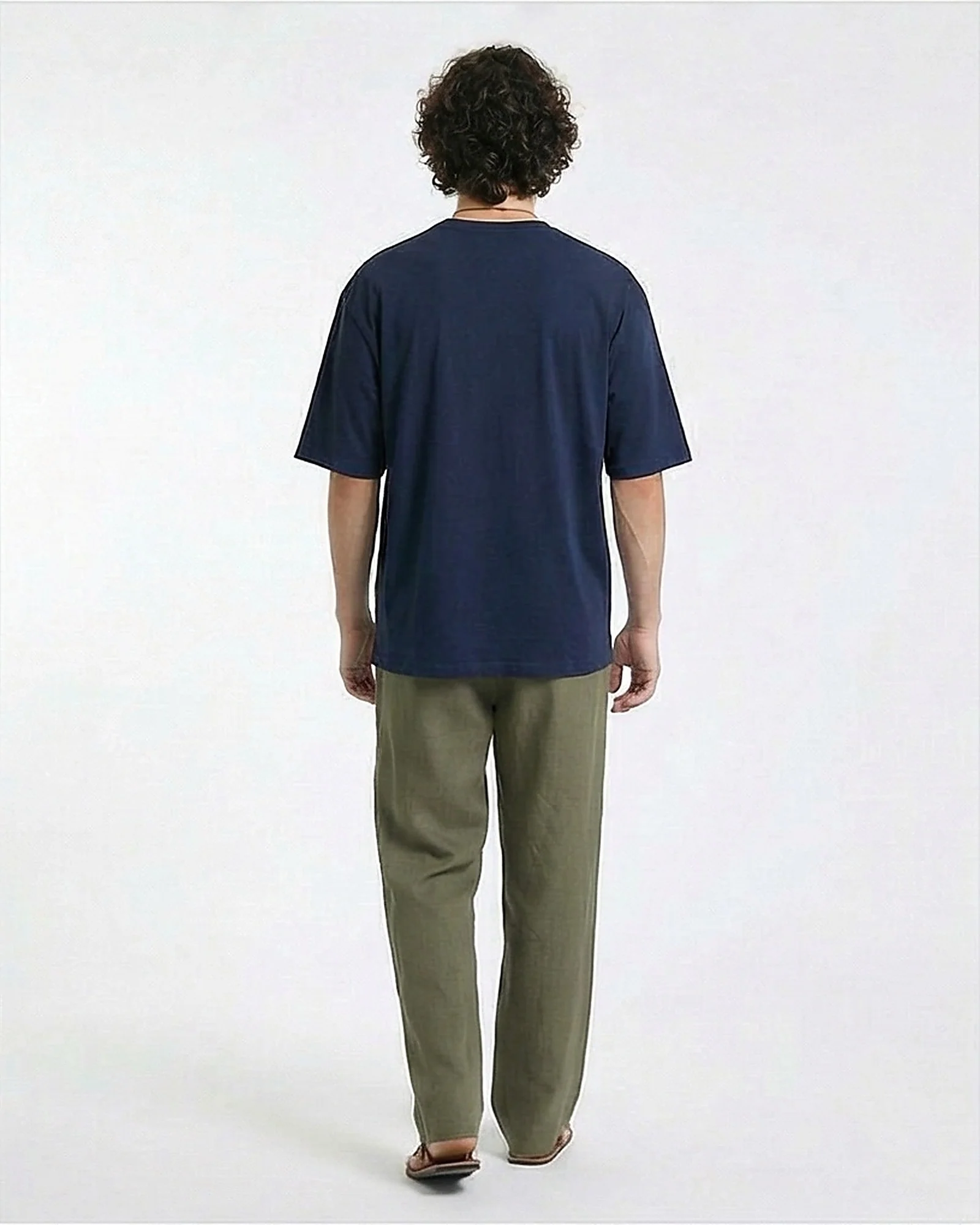Navy Blue Oversized Relaxed Fit Tee - R216105 - Image 4