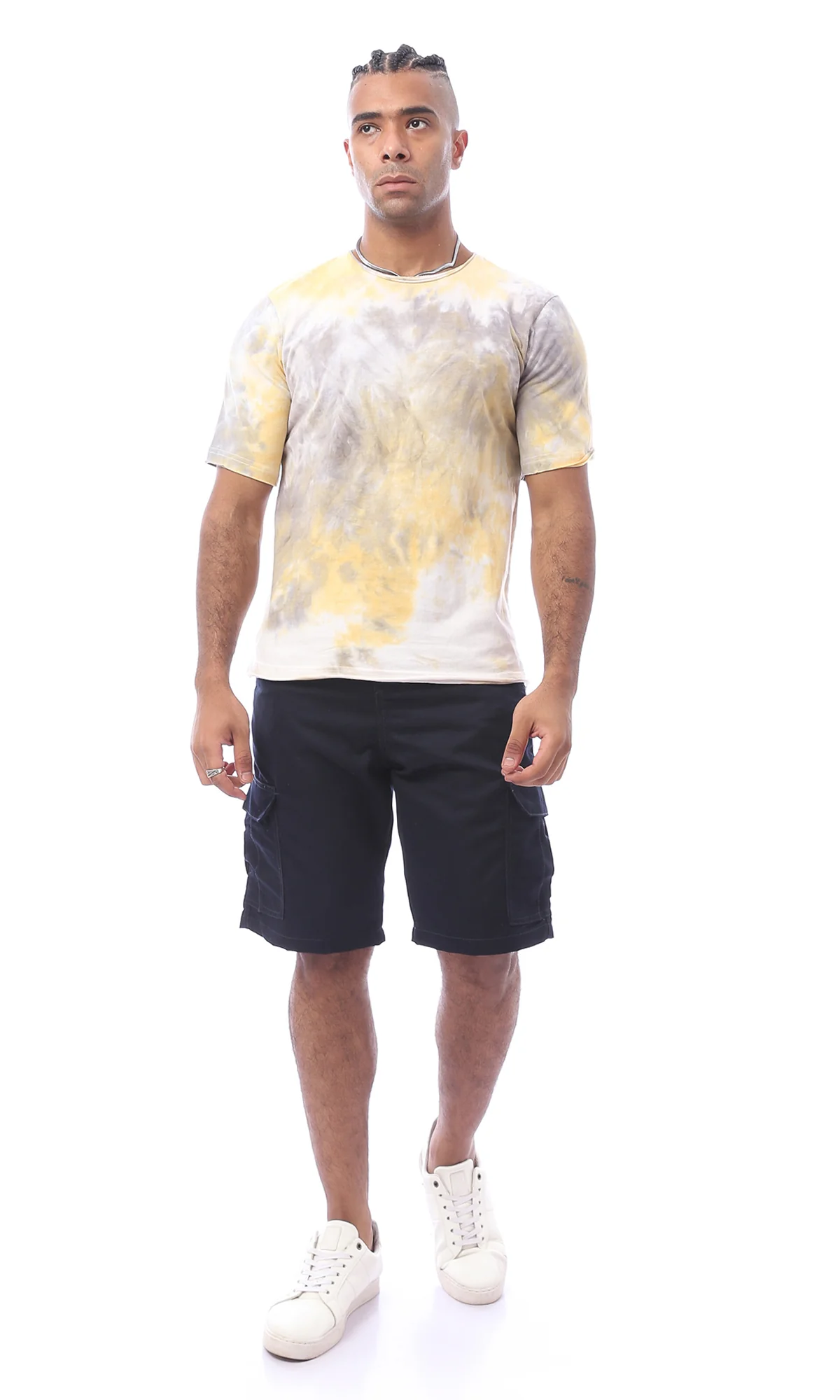 Navy Blue Twill Cargo Shorts - O170553 - Image 5