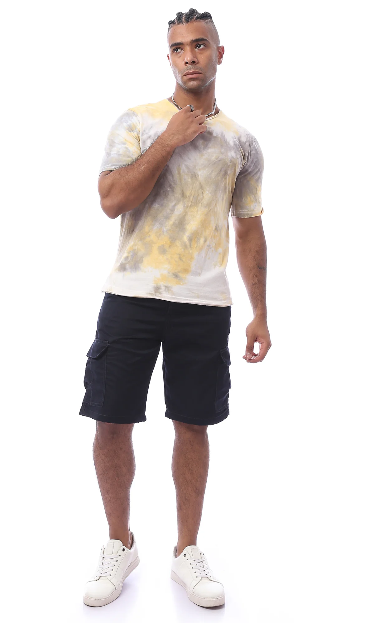Navy Blue Twill Cargo Shorts - O170553 - Image 6