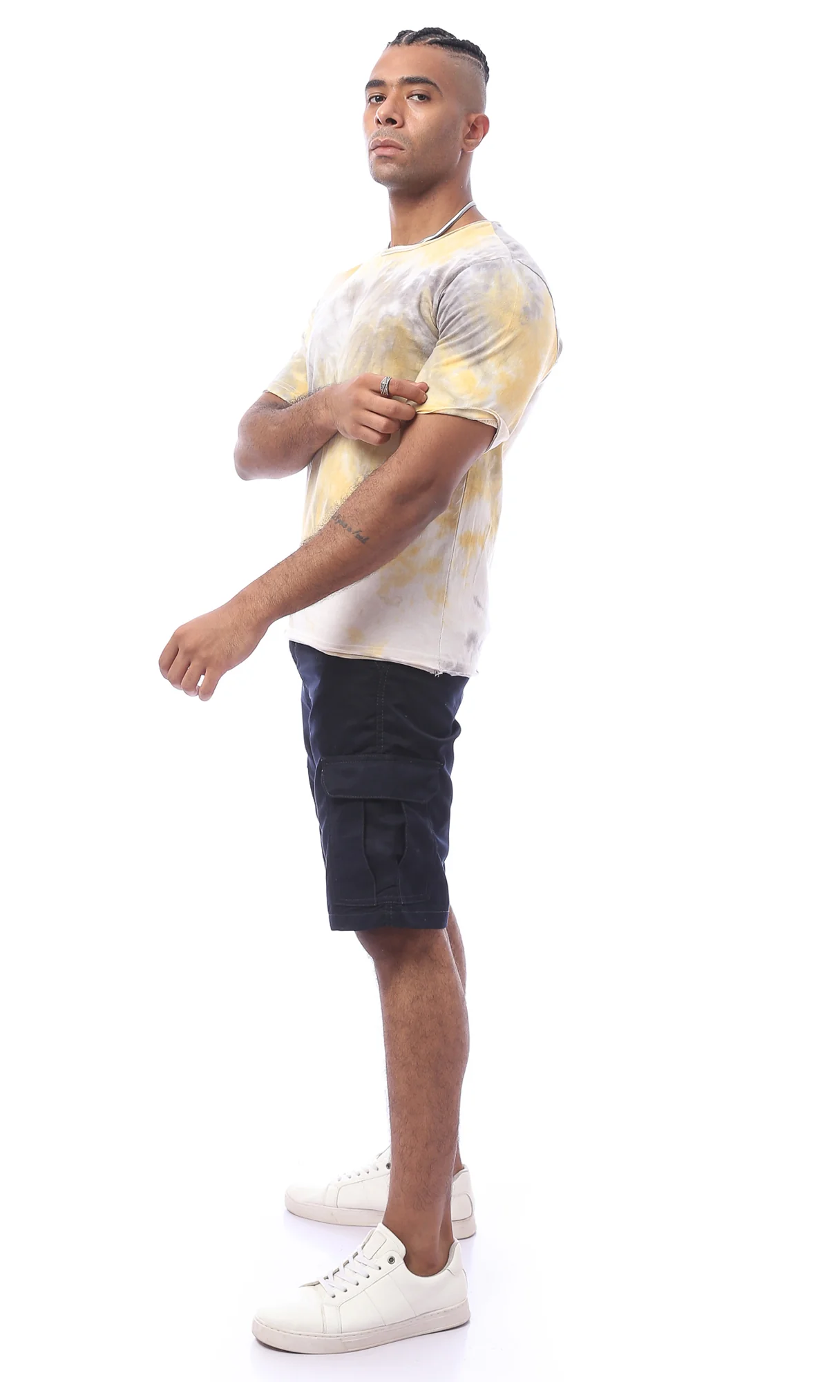 Navy Blue Twill Cargo Shorts - O170553 - Image 7