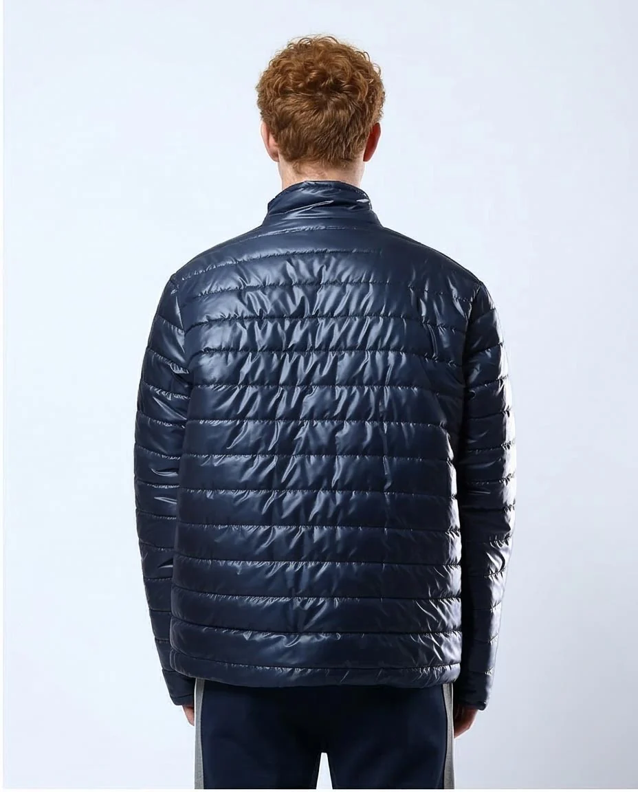 Navy Glossy Quilted Lightweight Puffer Jacket - O178467 - Image 2