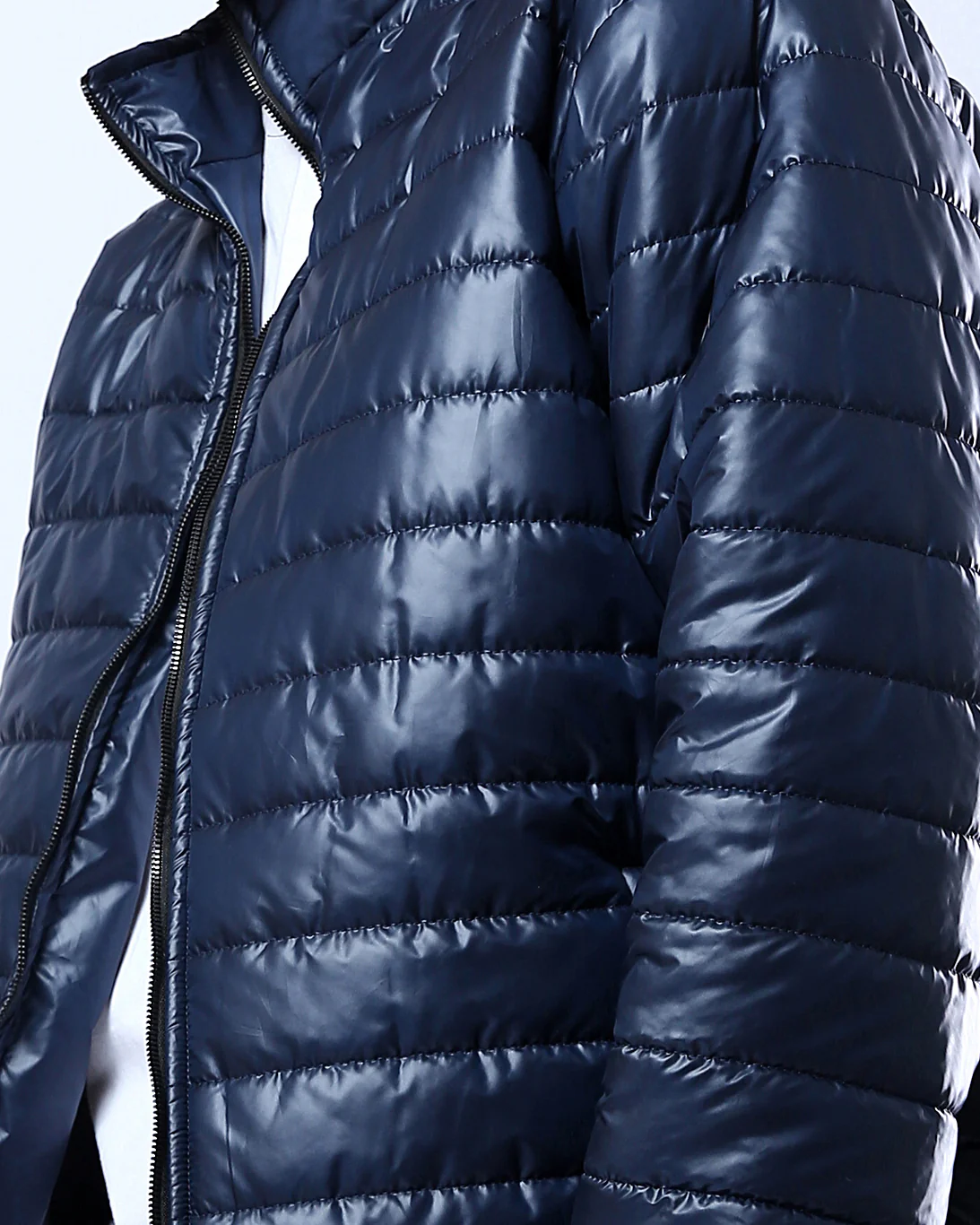 Navy Glossy Quilted Lightweight Puffer Jacket - O178467 - Image 4