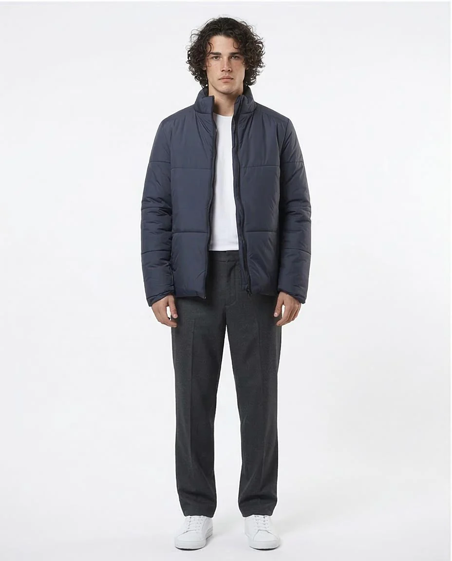 Navy Horizontal Quilted Puffer Jacket - O180579 - Image 3