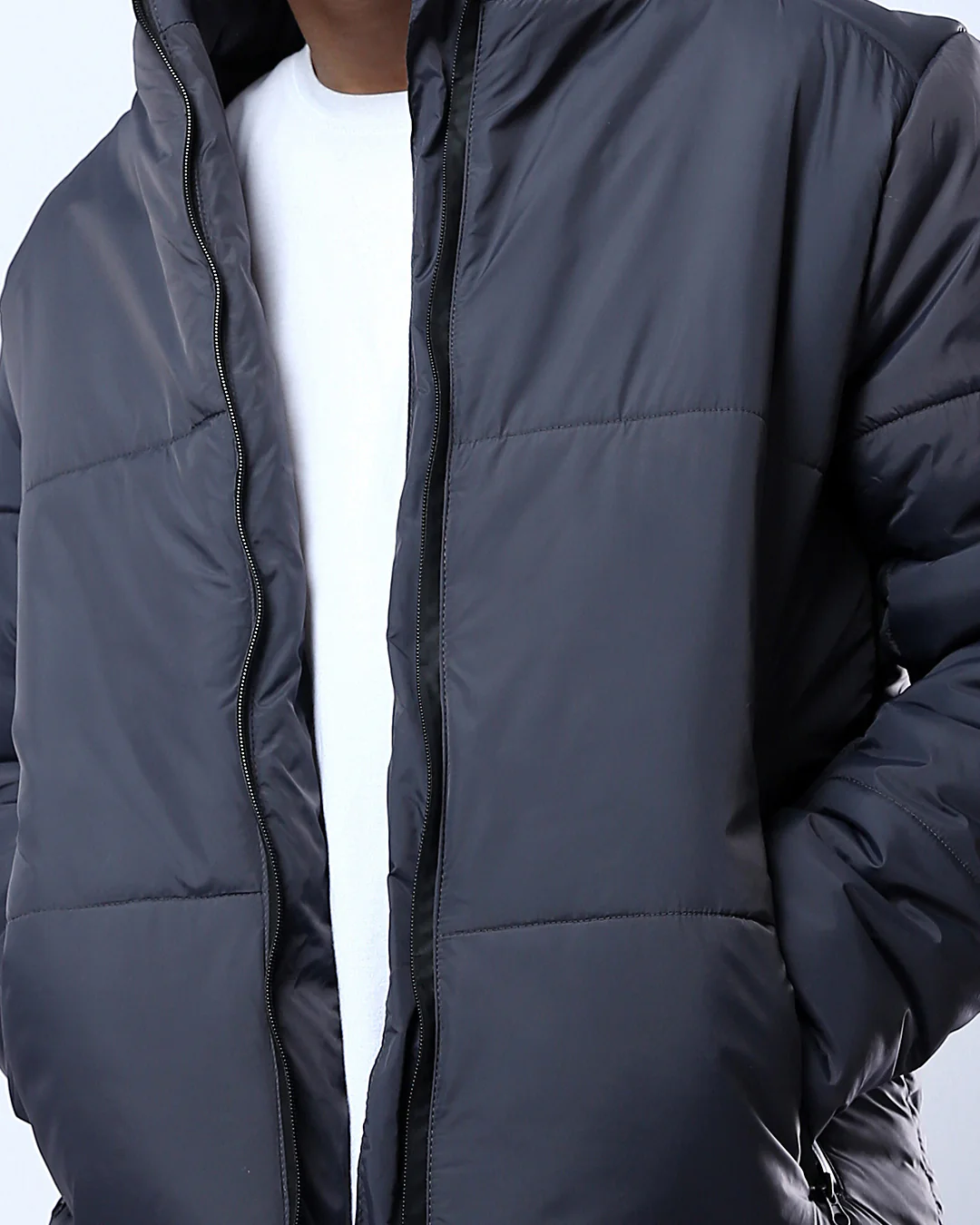 Navy Horizontal Quilted Puffer Jacket - O180579 - Image 4