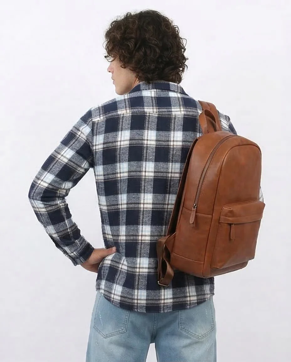 Navy and White Checkered Heavy Flannel Shirt - O200612 - Image 2