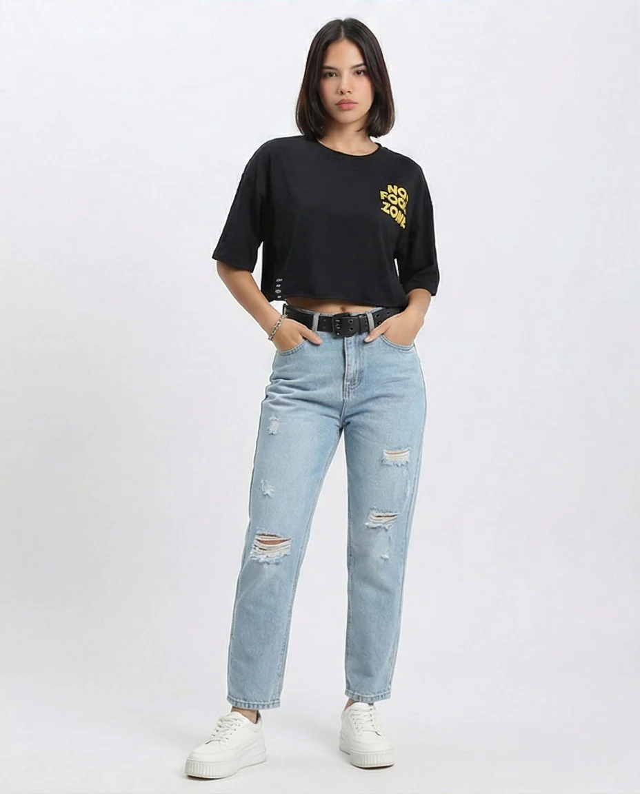 R210553 - "No Fools" Cotton Summer Tee - Black - Image 4