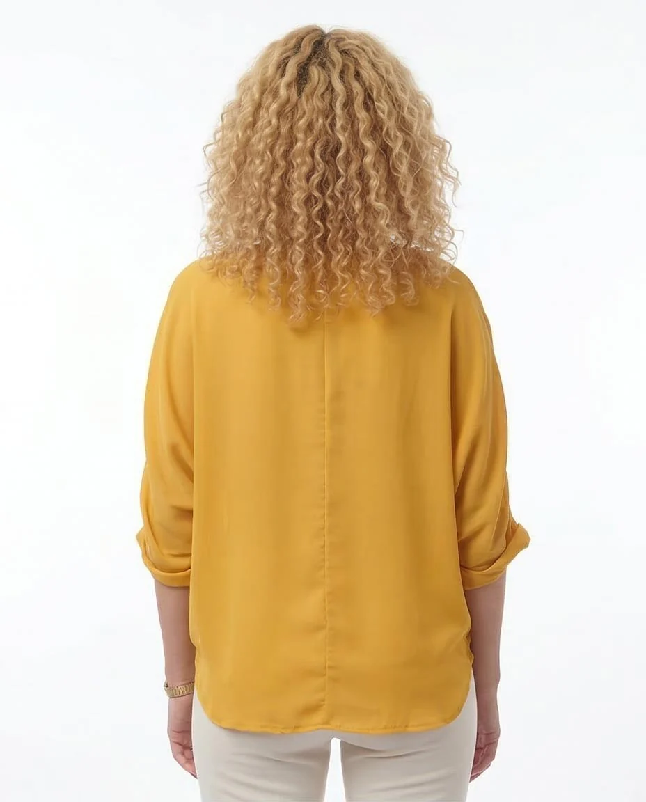Ravin Women’s Batwing Sleeve Chiffon Blouse – Mustard Yellow - O168790 - Image 2