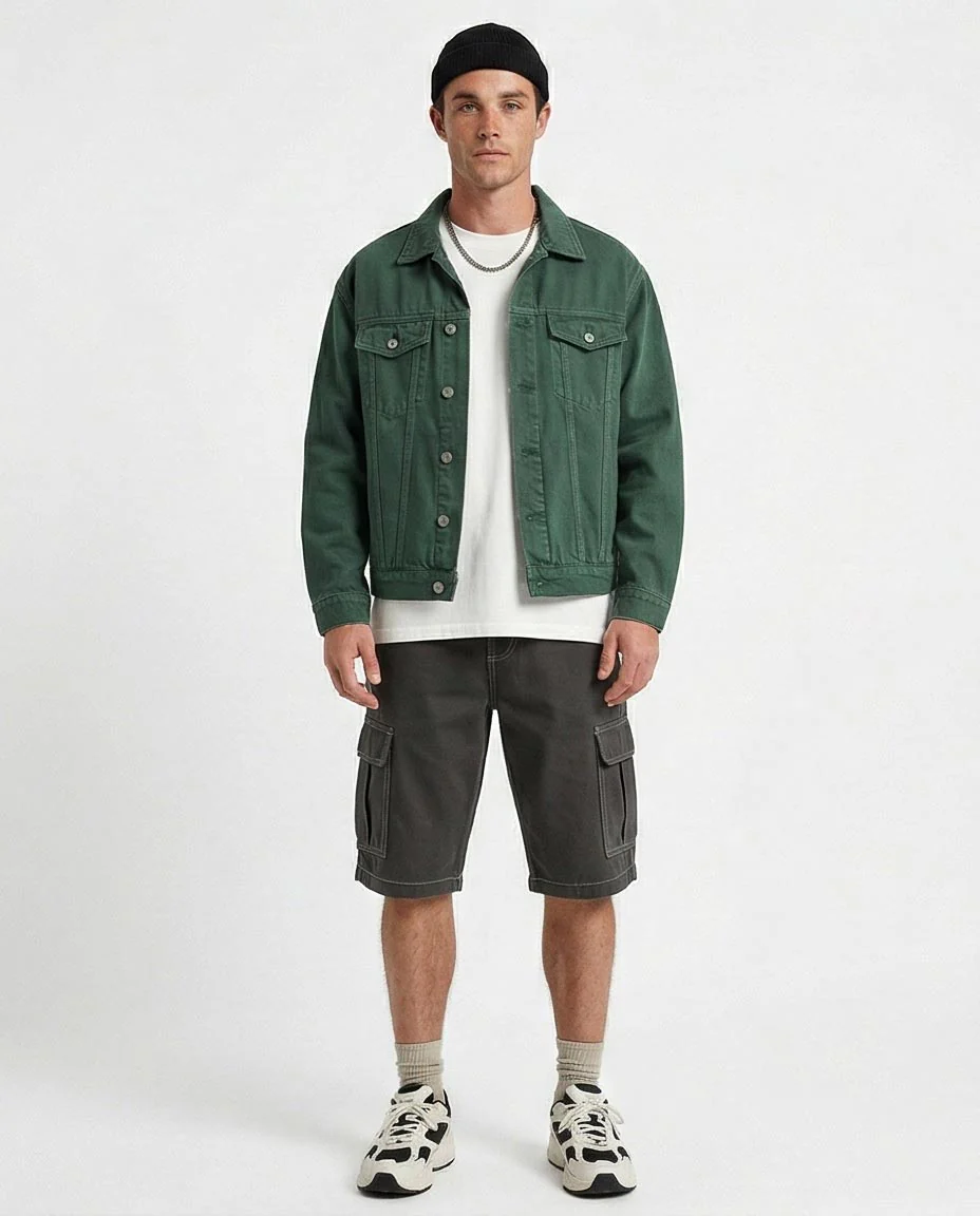 Charcoal Urban Cargo Shorts with Contrast Stitching - 0173024 - Image 2