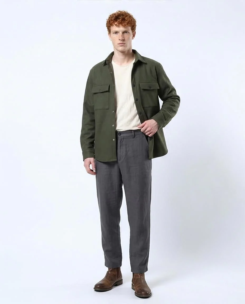 Ravin Men’s Relaxed-Fit Snap-Button Over-Shirt – Olive Green - O178320 - Image 3