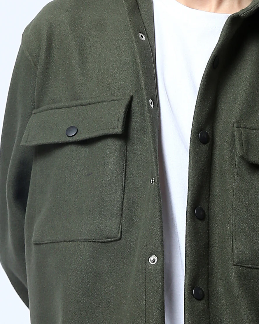 Ravin Men’s Relaxed-Fit Snap-Button Over-Shirt – Olive Green - O178320 - Image 4